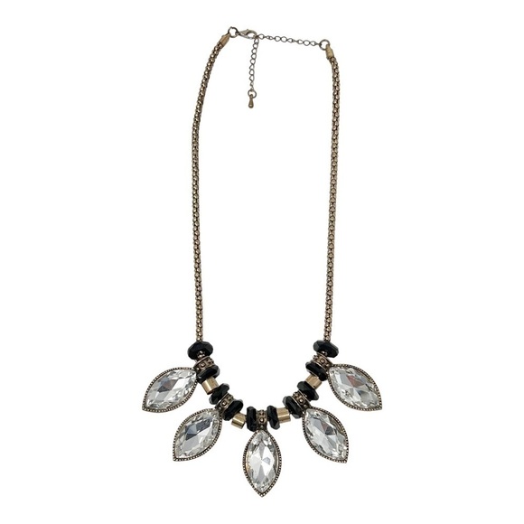 Goldtone, Rhinestone Statement Bib Necklace - Picture 2 of 4